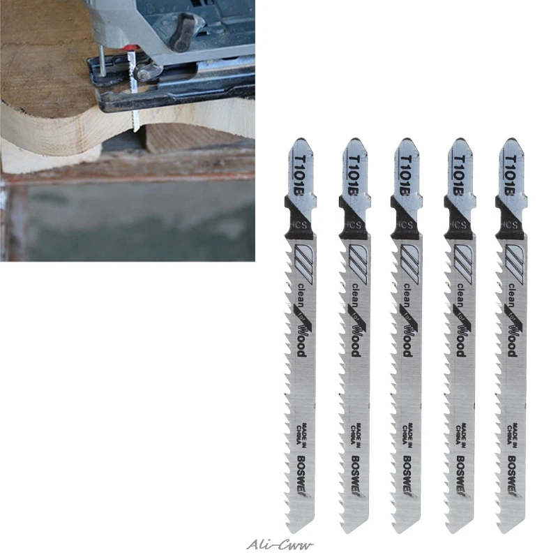 5Pcs/Set T101B HCS 100mm Jigsaw Blade Clean for Wood T-Shank Jig Saw Blades |