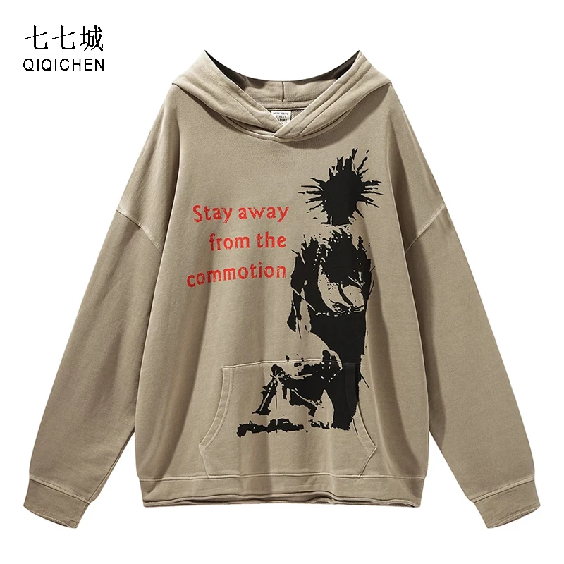 

Толстовка мужская хлопковая оверсайз, в стиле хип-хоп, с принтом граффити, 2021