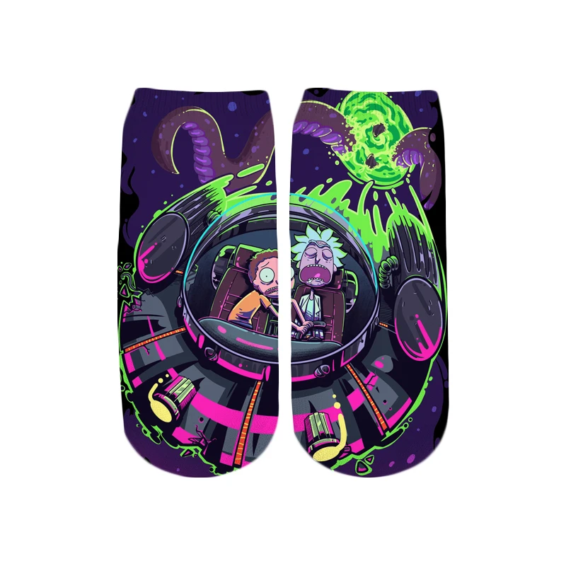 PLstar Cosmos/Новинка года; милые короткие носки с 3D принтом с героями мультфильмов Rick and Morty для мужчин и женщин; корейские носки в стиле Харадзюку; WZ = 145 - Цвет: color as the picture