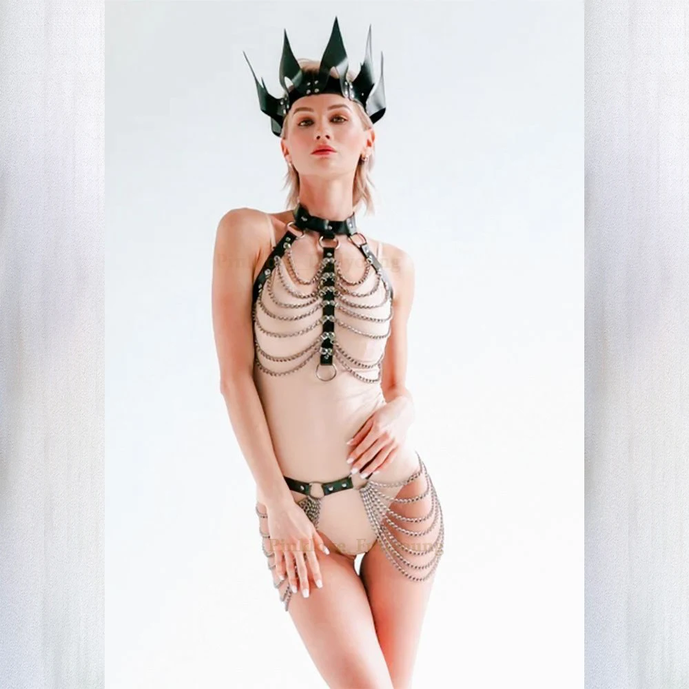 

Женский кожаный ремень с кисточками, винтажная повязка на голову в форме короны, сексуальное нижнее белье, аксессуары для вечерние