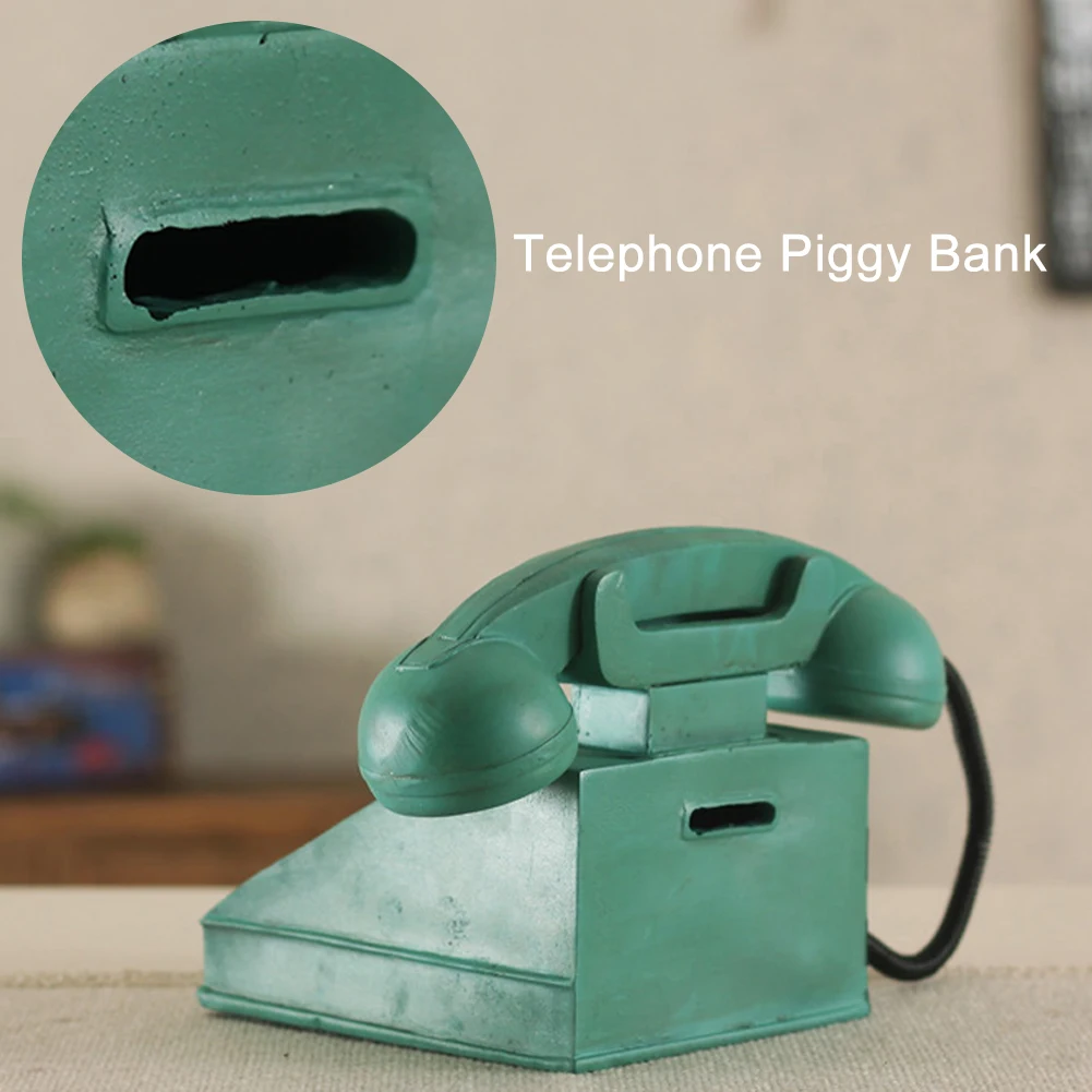 

Practical Desktop Piggy Bank Gift Telephone Money Box For Kids DIY Fun Home Decor Resin Vintage Art Craft Coin Durable