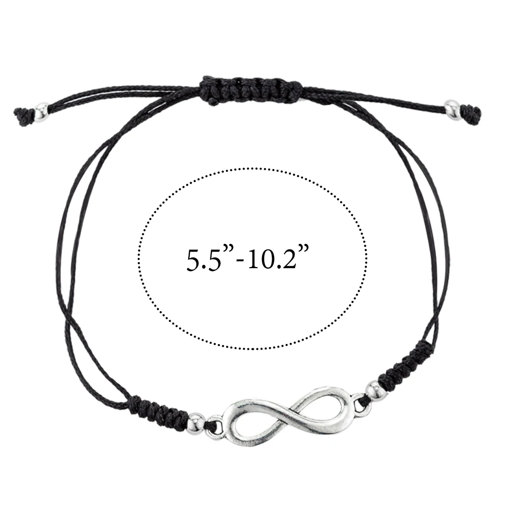 Black String Infinity Charm Bracelets for Protection Luck Handmade Thread Amulet Friendship Jewelry | Украшения и аксессуары