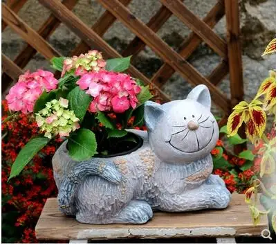 

Cat flowerpot art creative decoration meaty lovely garden outdoor animal personality tank luxury Animal Sculpture plant corner