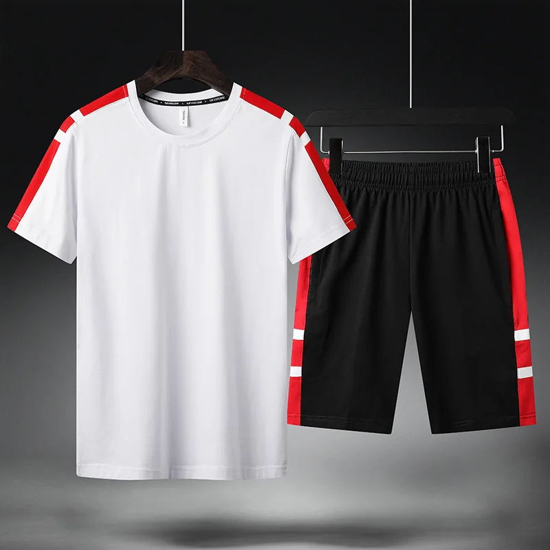 M-6XL Summer Men's Running Shorts Casual Tracksuit Sportswear Mens Out Fit Man Sets Pants Male Sweatshirt Men Gym Clothes | Спорт и