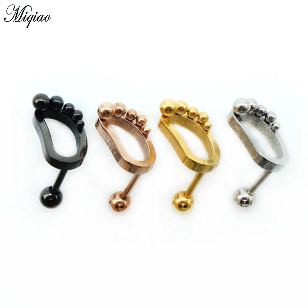 

Miqiao 1 Pcs Korean Fashion Cute Hollow Small Feet Mini Earrings Stainless Steel Earrings Women