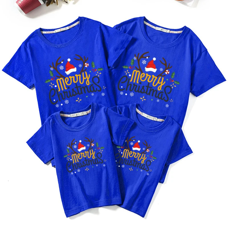 Christmas Family Matching Outfits Girls Boy Mom Dad T-shirt Look Mother Daughter Clothes Adult Kids | Мать и ребенок
