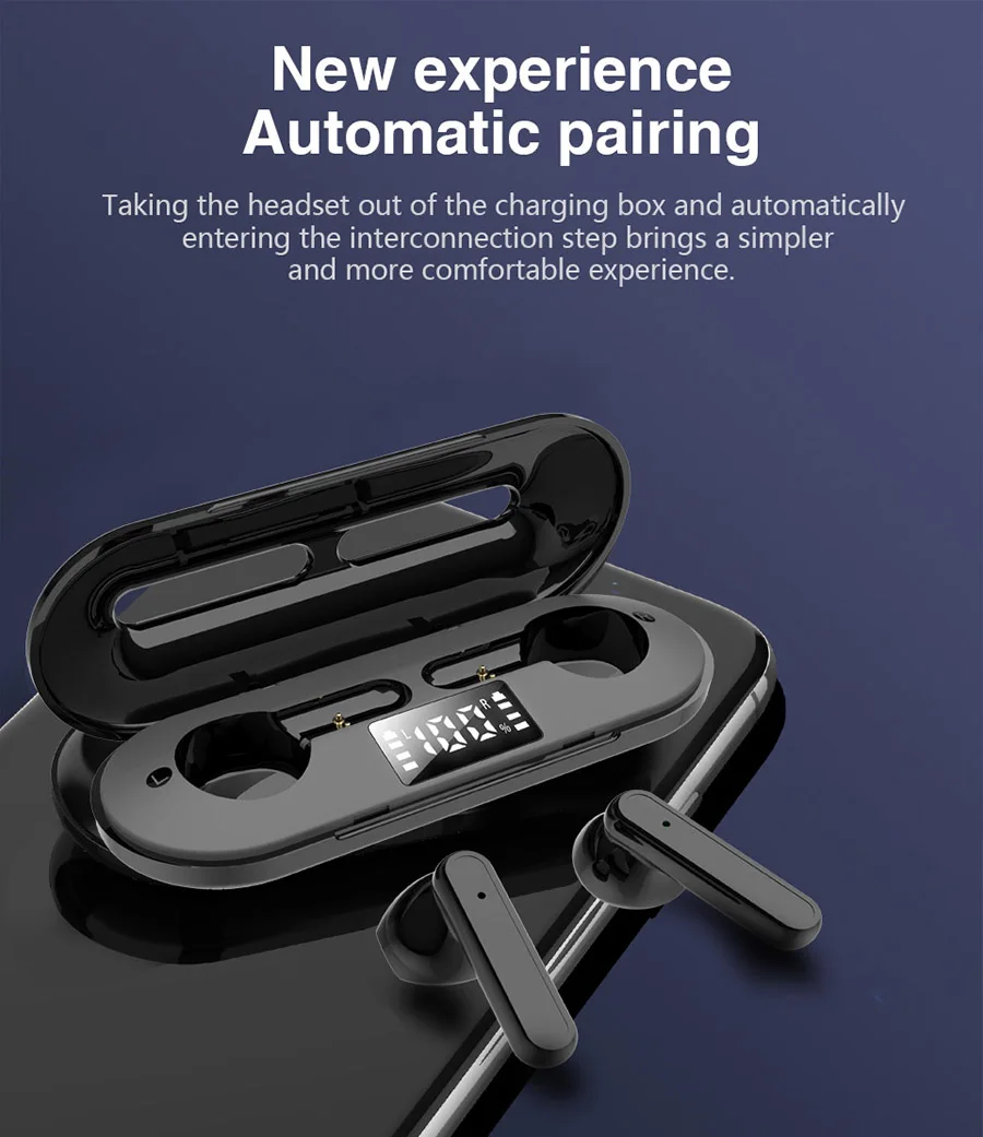 

New Pro18 TWS Wireless Bluetooth 5.0 Headset Noise Canceling LED Power Display For Apple iphone Huawei Honor Xiaomi OPPO Android