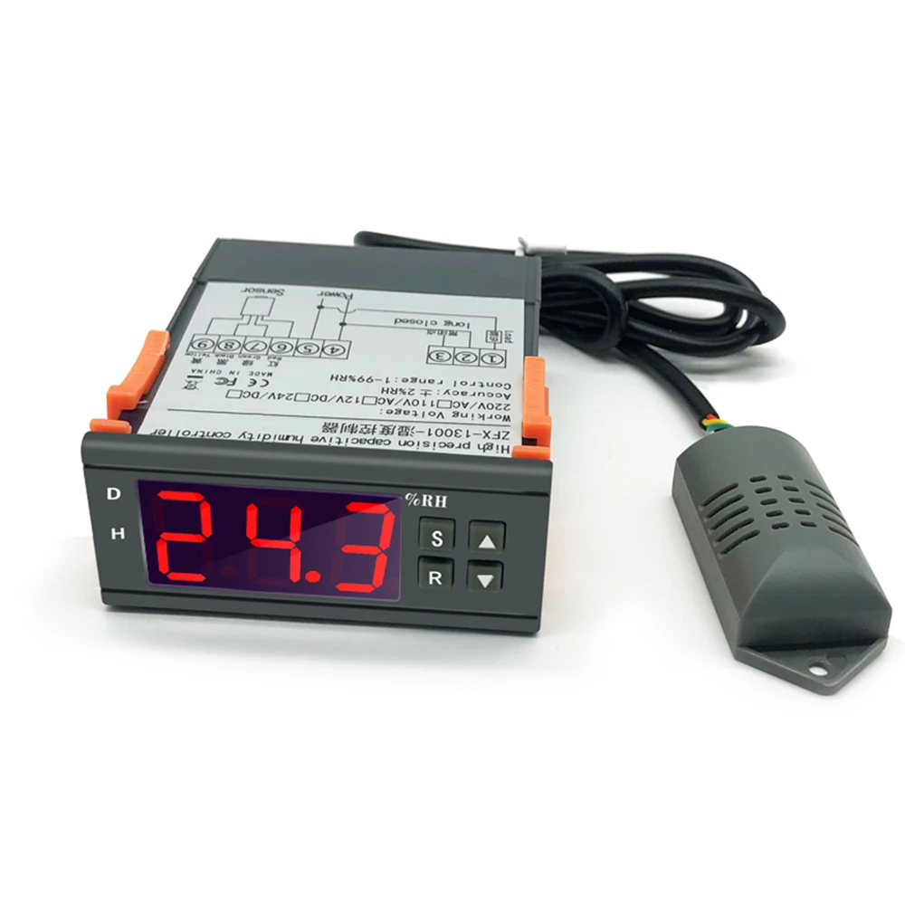 Цифровой мини-контроллер влажности 1% ~ 99% RH 220V 10A контроллер гигрометра с датчиком