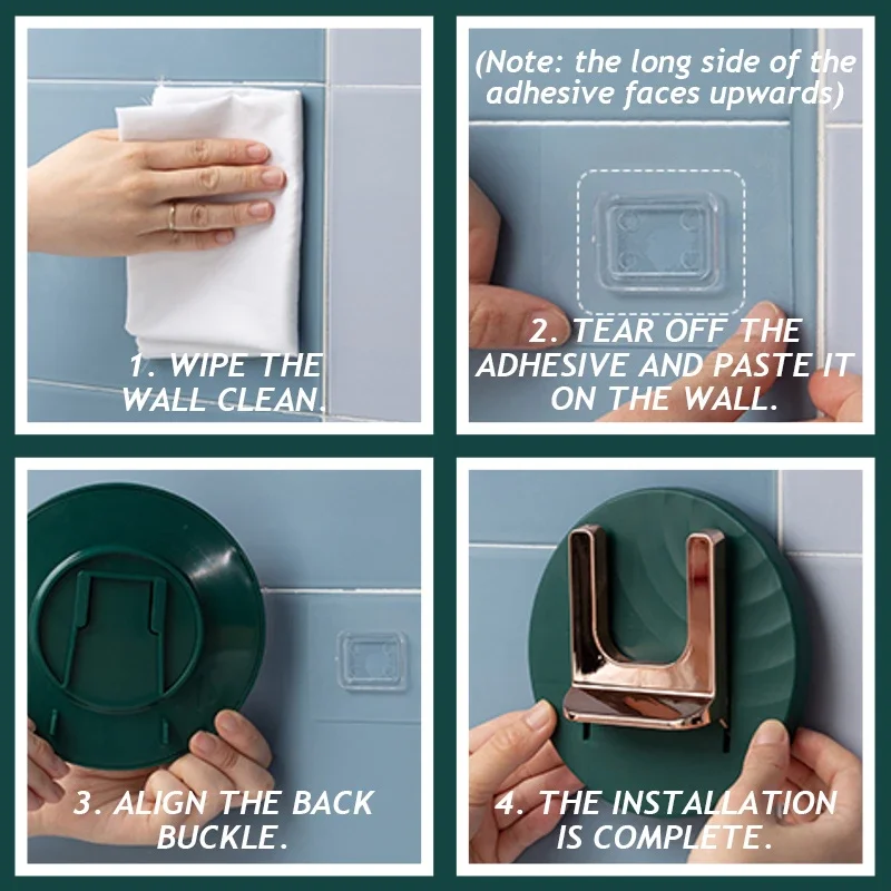 

Bathroom Hair Care Dryer Holder Blower Home Organizer Adhesive Wall Mounted Nail Free No Trace Stickers Folde Storage Rack