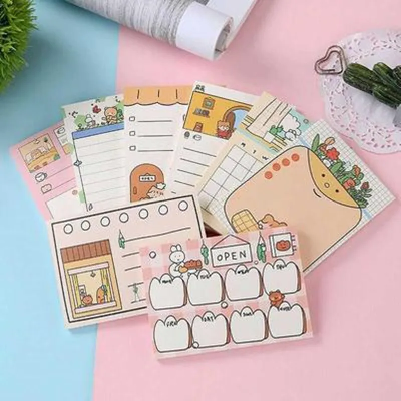 

Creative sticker note cartoon cute ins wind girl memo pads student message agenda planner note Child Gift School Office Supplies