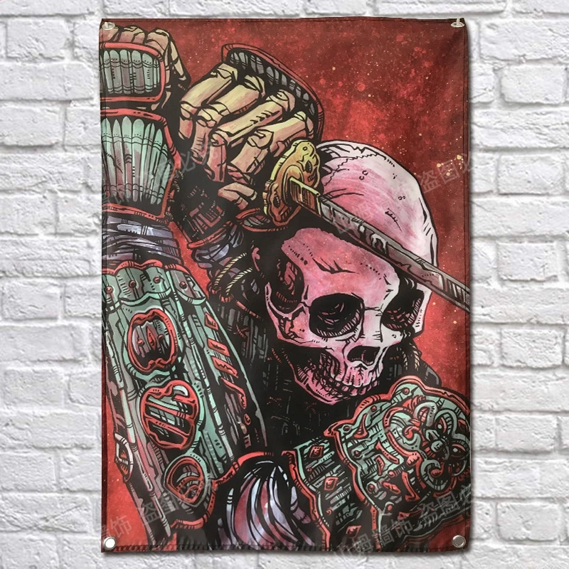 

Skull Industry Japanese Tattoo Flag Banner Home Decoration Hanging Flag