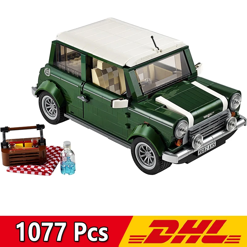 

21002 1077Pcs Mini Cooper Creator Expert 10242 DIY Building Blocks Bricks Classic Car Model Kids Gift Toys
