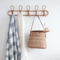 ins handmade rattan hanger wall hooks clothes hat handbag hanging hook crochet cloth holder organizer hangers for home decor