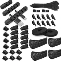 141 pcsset cable organizer ties usb cable winder flexible cable management clips for mouse wire earphone holder pc cord