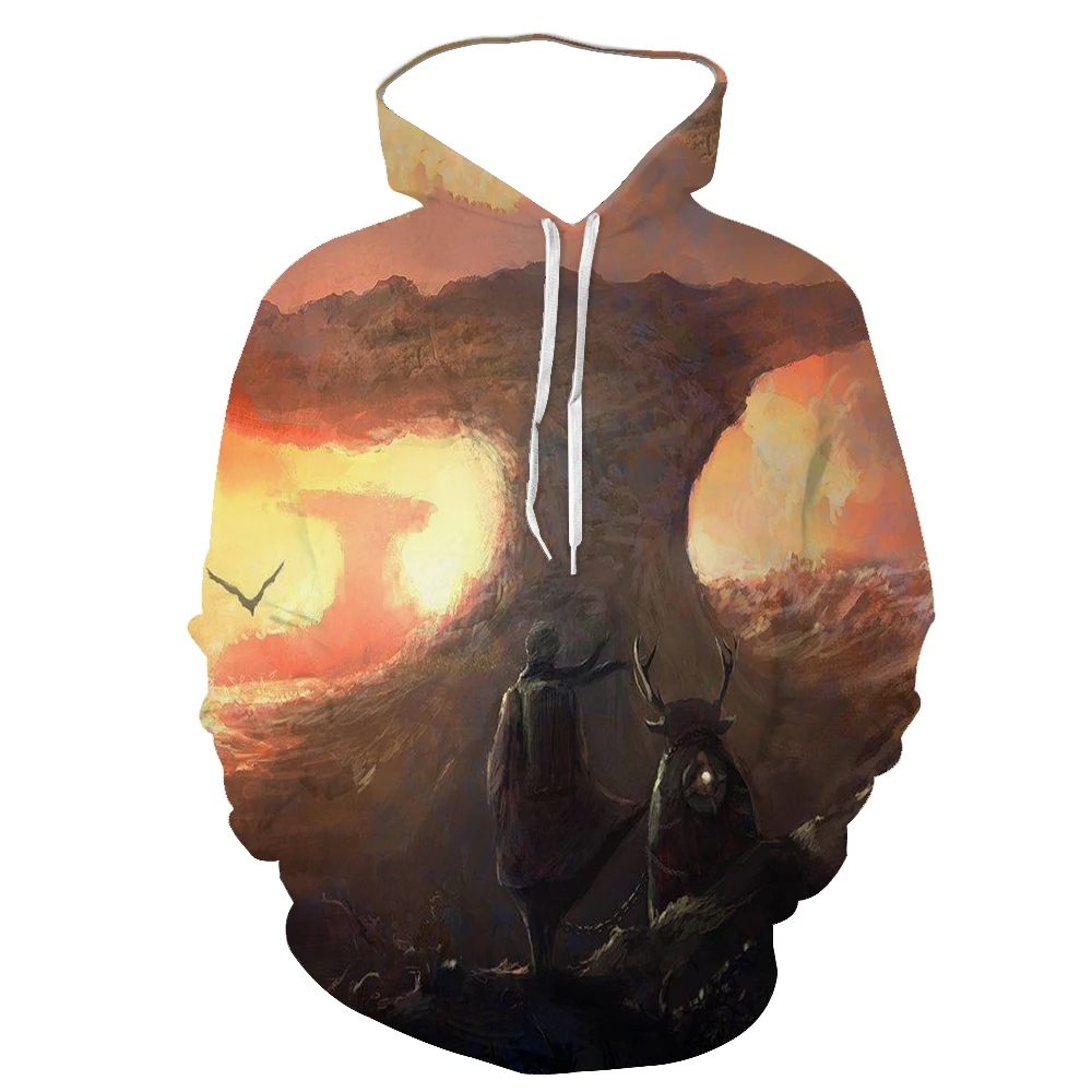 

2021 3D Anime Wushuang Light Wine Spring And Autumn Men's Print Hood Fun Character Loose Hoodie