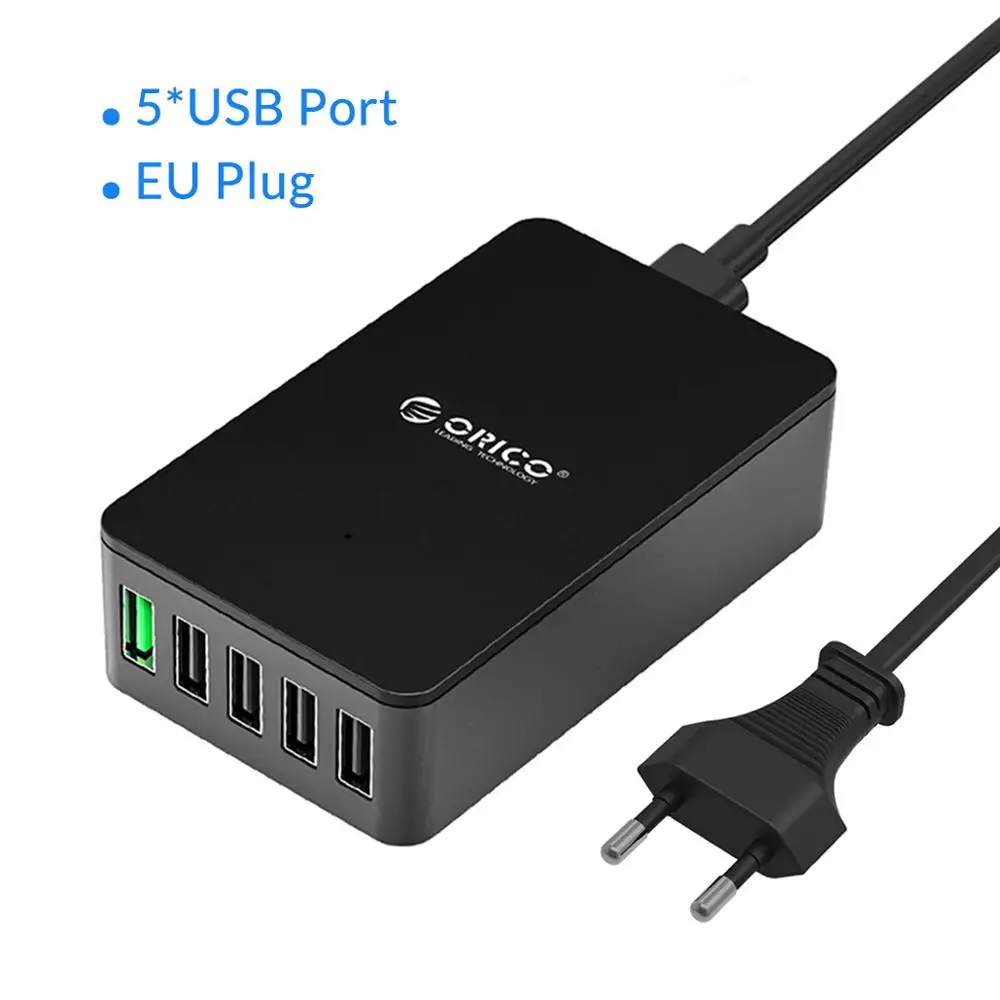 ORICO QC2.0 USB зарядное устройство 5 портов настольное быстрое зарядное устройство для samsung Xiaomi huawei и планшетов с европейской вилкой - Тип штекера: 5 Port EU Plug