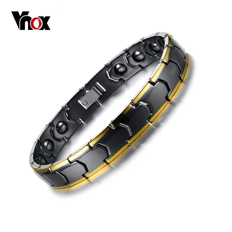 Vnox Мужской Магнитный гематитотерапевтический браслет Стильный черный