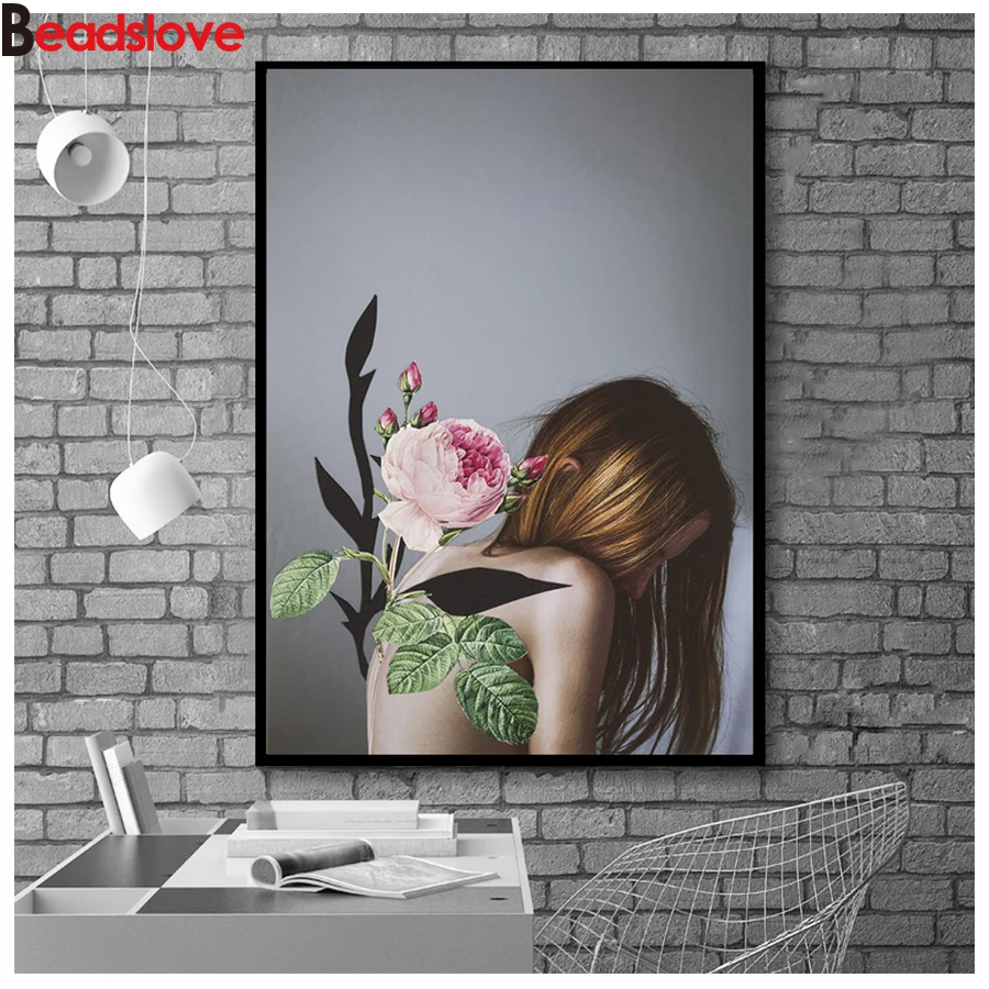 Алмазная 5D картина сделай сам с изображением цветка растет на спине девушки