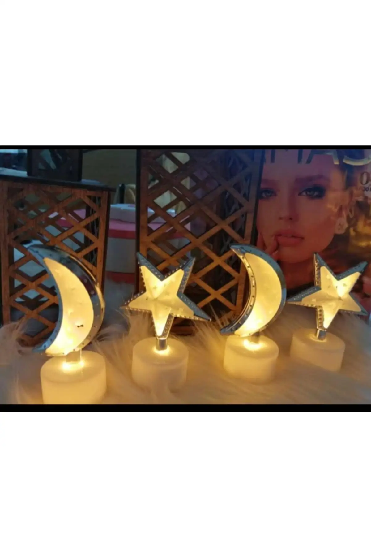 

2021 New Fashion Led Lamp 4 Star And Crescent Star Ocean Wave Projector Night Light Lamp for Kids Stand Battery Stylish Design