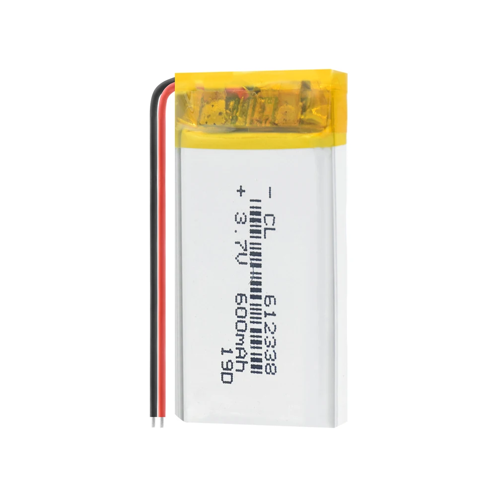 

2PCS Lithium Polymer 3.7V 600mAh 612338 Li-Po Li ion Rechargeable Battery Lipo Cells for DVR GPS MP3 MP4 Cell Phone Speaker
