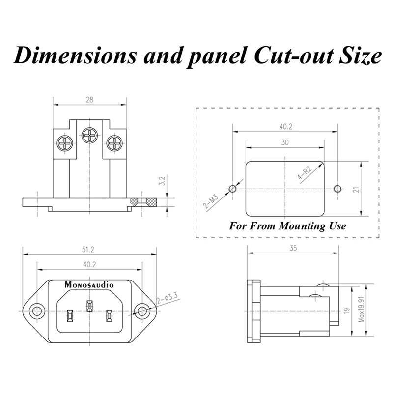 

Monosaudio IC71(C) Hi End Pure Copper IEC Socket Inlet AC IEC Female Socket