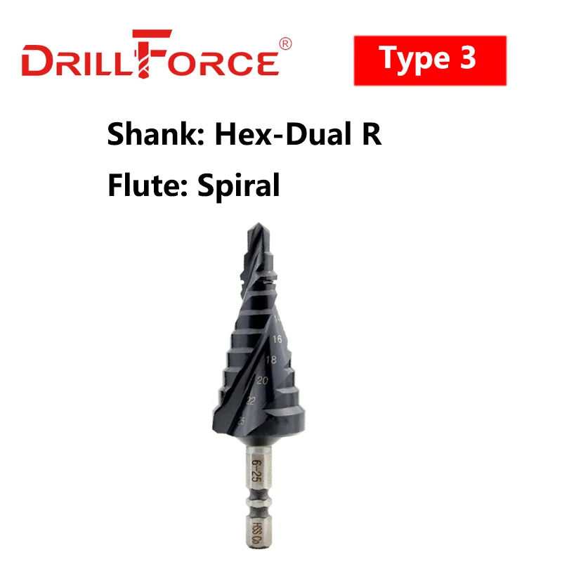 

Кобальтовые ступенчатые сверла Drillforce HSSCO M35 TiAIN, спиральные, с прямыми канавками, шестигранные, из нержавеющей стали быстрая смена хвостовика