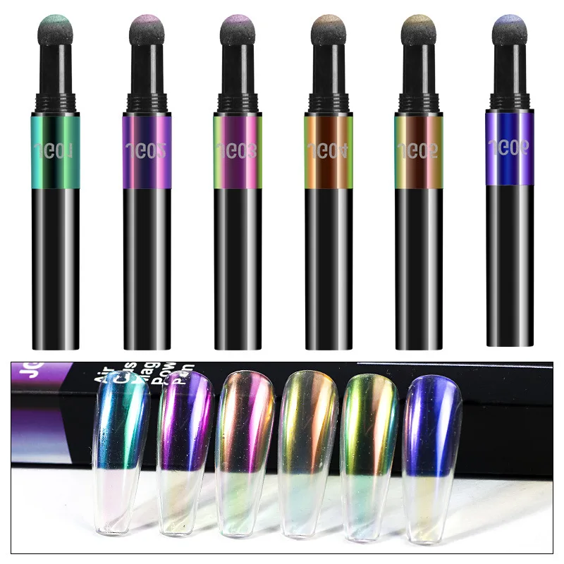 

6 Colors Nail Cushion Pen Magic Mirror Chalk Manicure Makeup Solid Local Tyrant Gold Pen Aurora Powder Air Cushion Pen TSLM1