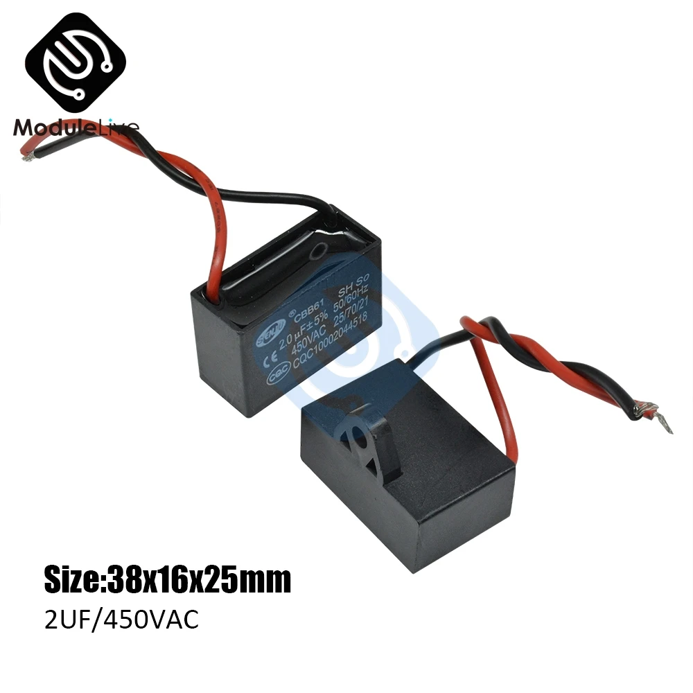 CBB61 пусковая емкость конденсатор переменного тока 2 провода мкФ/450 в клемма
