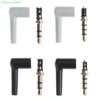 2pcslot black white audio plugs 90 degrees 3 5mm stereo headset plug jack 3 4 pole 3 5 gold plated jack adaptor connector