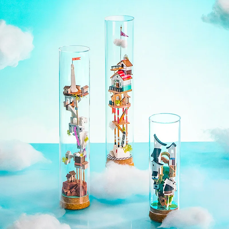 

Wooden Drifting Bottle House Model Diy House Handmade Birthday Holiday Gifts For Children Thanksgiving Gift