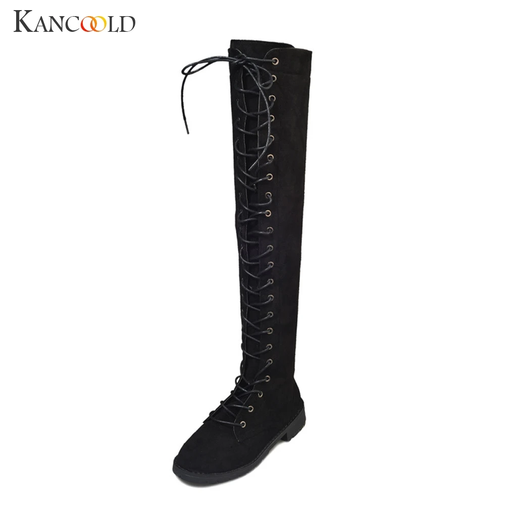 Женские мотоциклетные сапоги KANCOOLD до колена на шнуровке с перекрестной