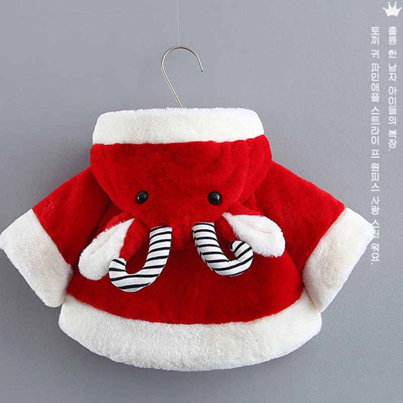 Зимнее пальто для маленьких девочек рождественское малышей с капюшоном и