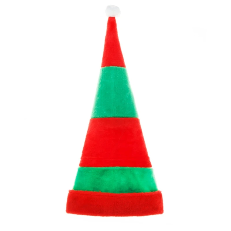 

Red Green Striped Christmas Hat Long Santa Secret Candy Hat Gift Children Kids
