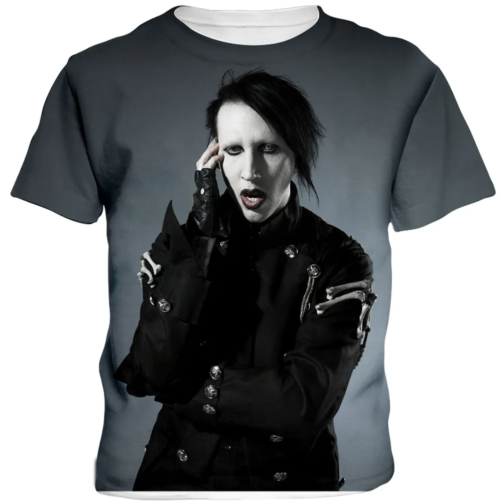 

Summer Men's T-shirt 3D Printing Marilyn Manson (Marilyn Manson) Cool Casual Style Street Children's Clothing Top