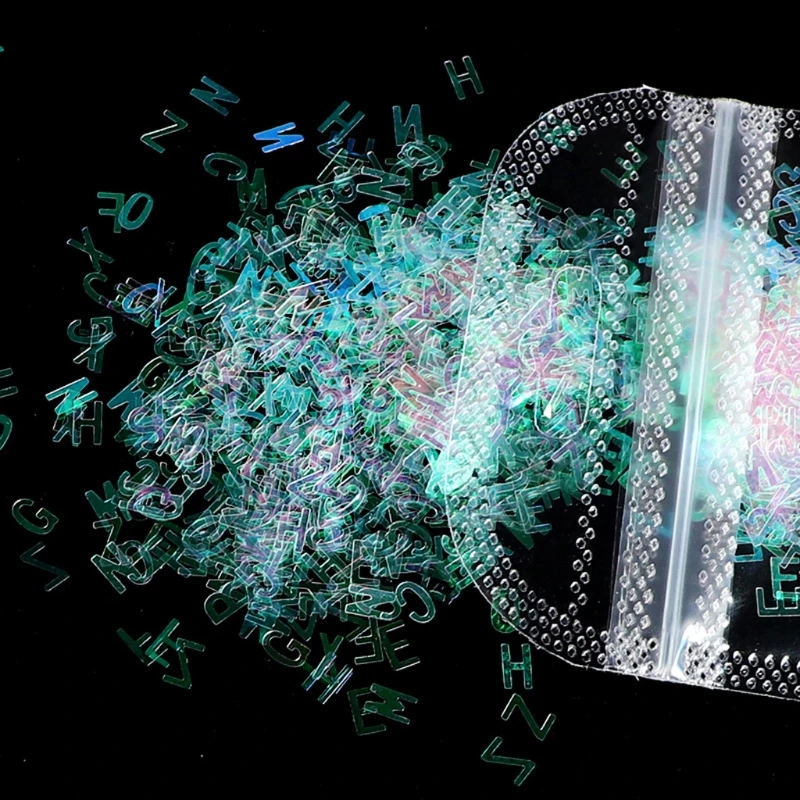 

12 Colors Alphabet Holographic Letters Chunky Glitter Epoxy Resin Sequins 2g Per C7AE