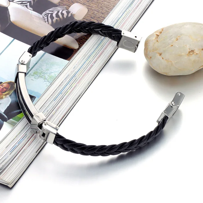 Мужской кожаный браслет из нержавеющей стали шарм модные украшения подарок для