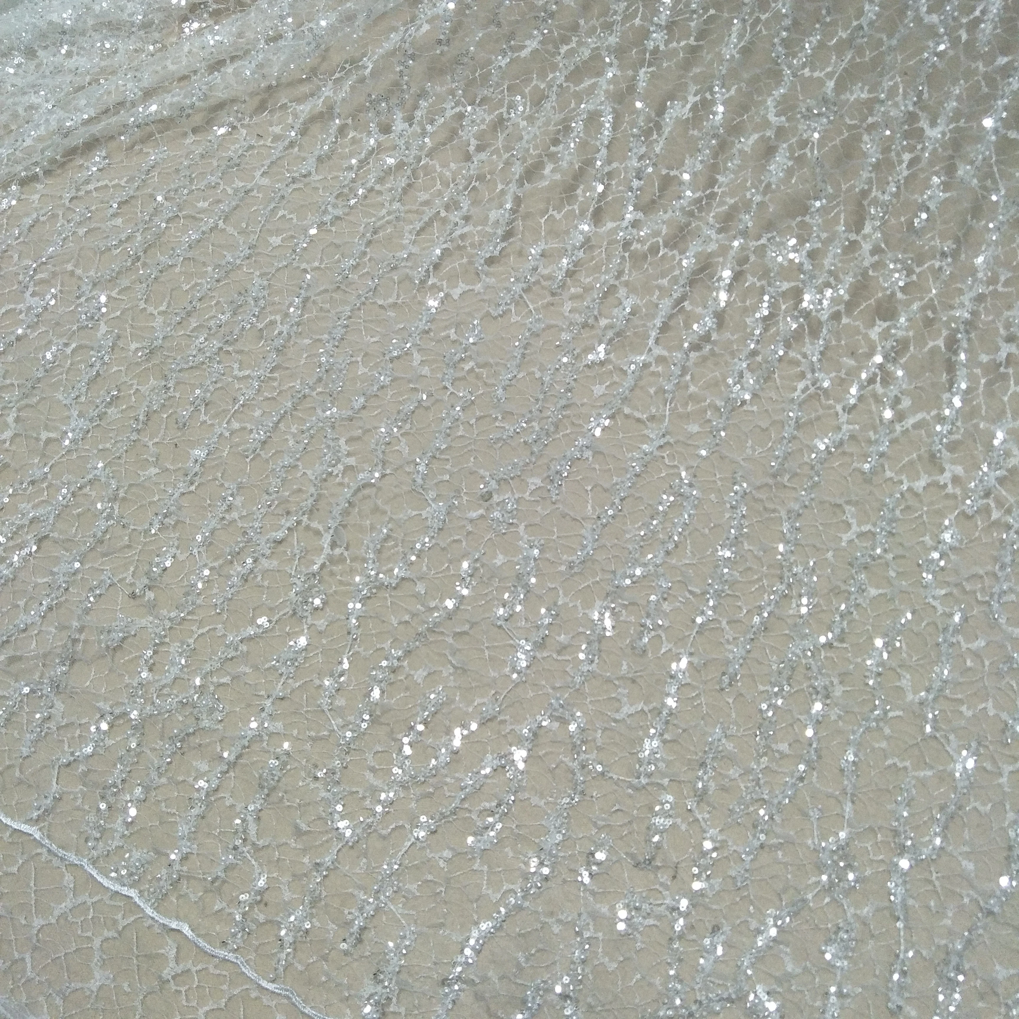 Блестящая кружевная ткань с жемчугом свадебное платье для невесты ширина 130 см -