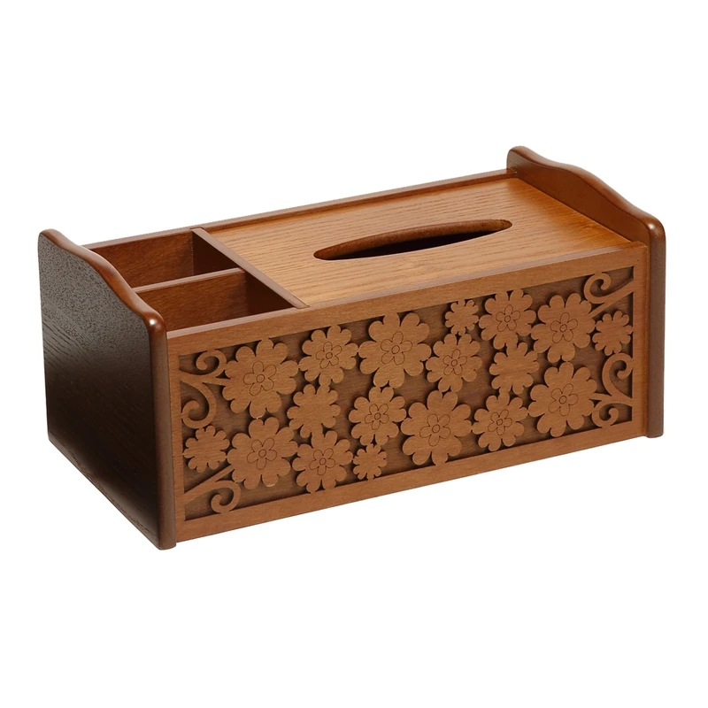 

Wooden Carved Tissue Box, Living Room Coffee Table, Drawer Box, Home Desktop Napkin Box, Tissue Storage Box
