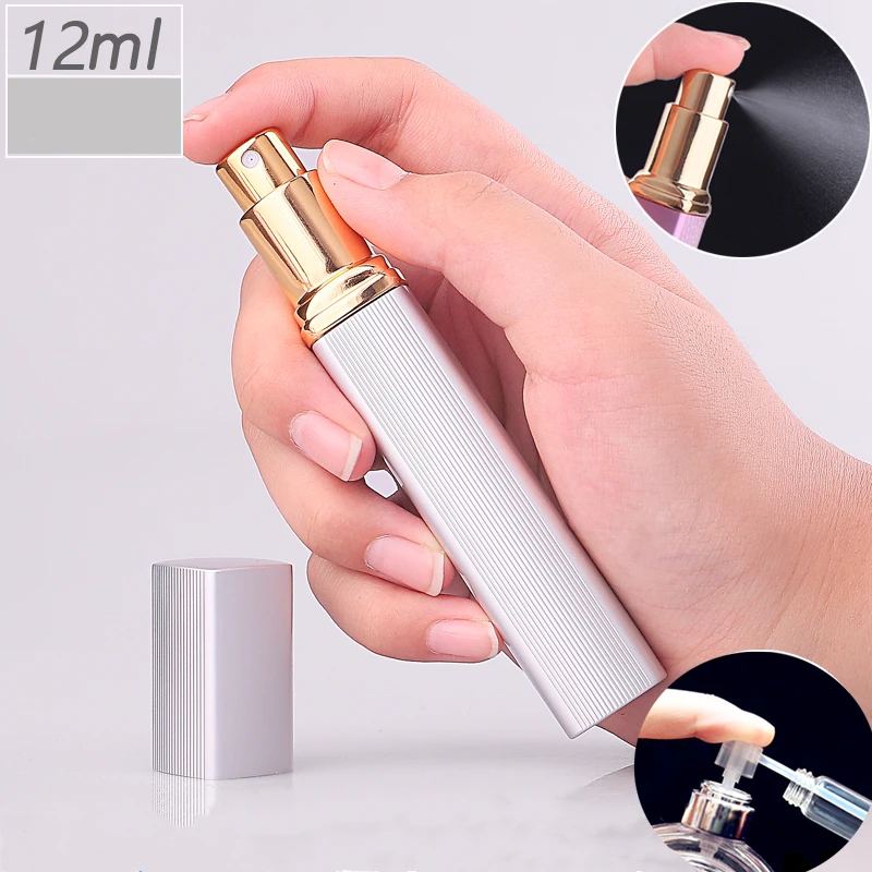 12ml Perfume Toner Refillable Bottles Glass Alumina Spray Empty Travel Bottle Scent Filler Case Cosmetic Container Atomizer Easy
