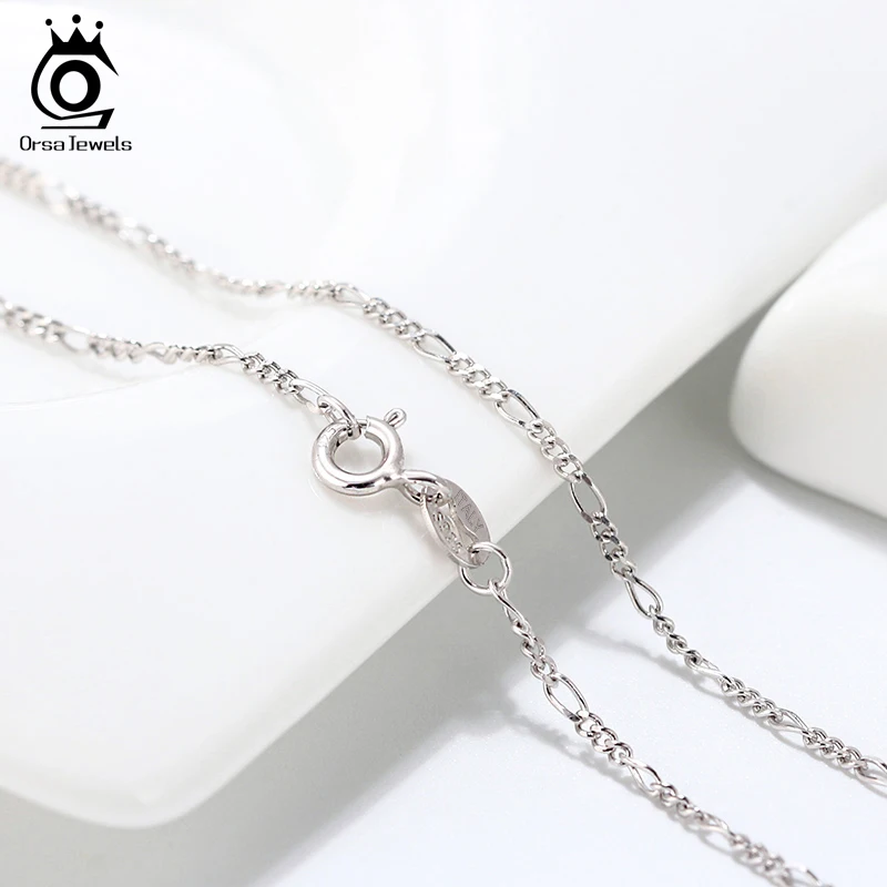 ORSA JEWELS итальянский бриллиант 5 мм цепочка Figaro Link серебряное ожерелье с цепочкой