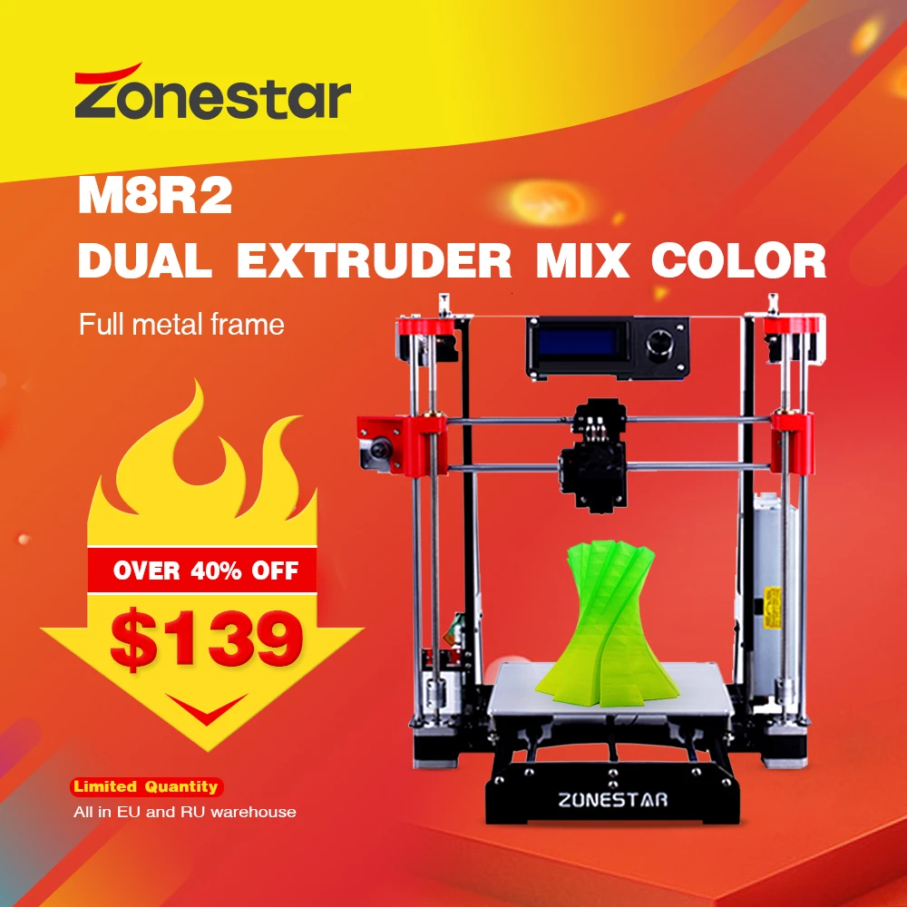 Большая распродажа ZONESTAR заводское оформление 3D принтер DIY набор бесплатная
