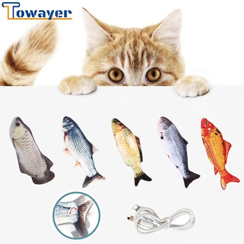 Игрушка в форме рыбы для кошек, домашних животных, электрическая зарядка через USB, мягкая электронная имитация рыбы, игрушки, смешная кошка, ...
