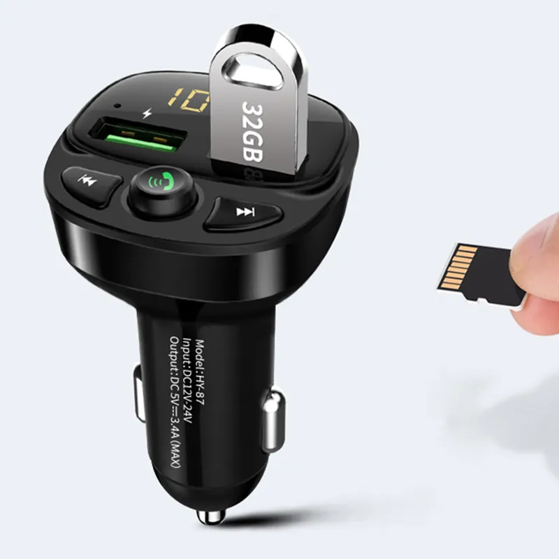 Автомобильный FM передатчик Bluetooth 5 0 быстрое зарядное устройство USB для skoda kodiaq geely