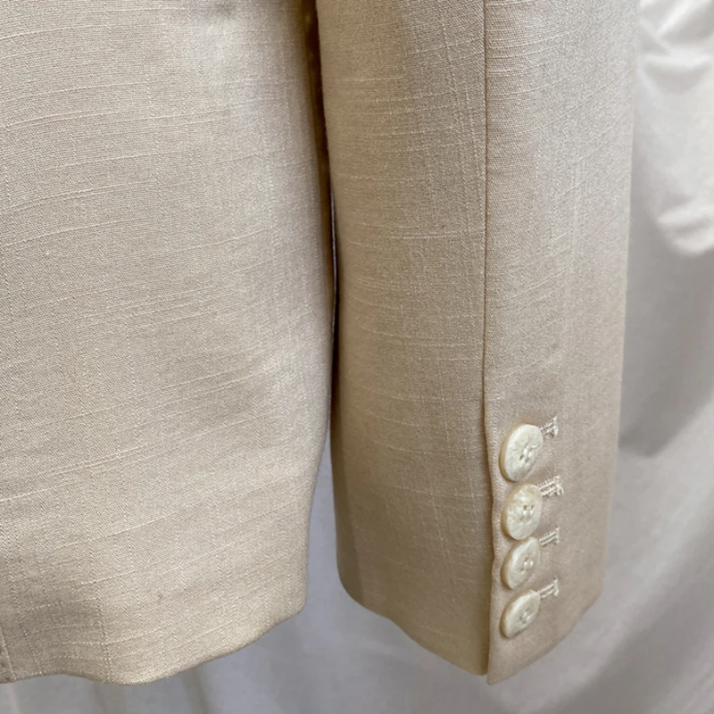 

[EAM] Women Khaki Brief Temperament Blazer New Lapel Long Sleeve Loose Fit Jacket Fashion Tide Spring Autumn 2021 1Z578