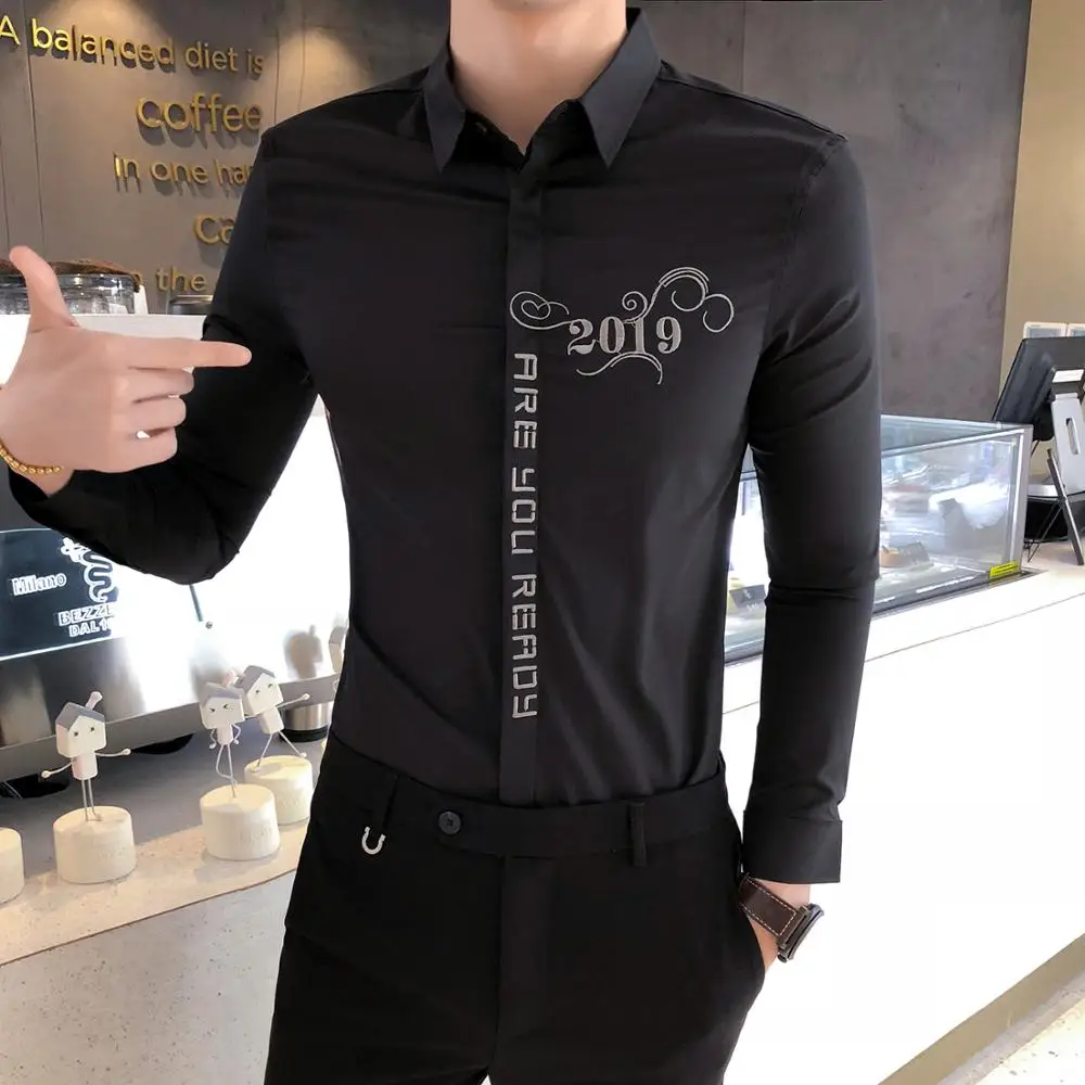 Модная Осенняя рубашка 2019 Мужская строгая Деловая одежда мужские соцрубашки