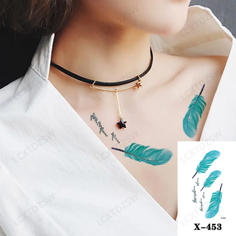 Tattoo Sticker Waterproof Temporary Tattoo Women's Crown,Feathers Fake Tattoo,Flash Body Painting One-Time Sexy Tattoo For Girls