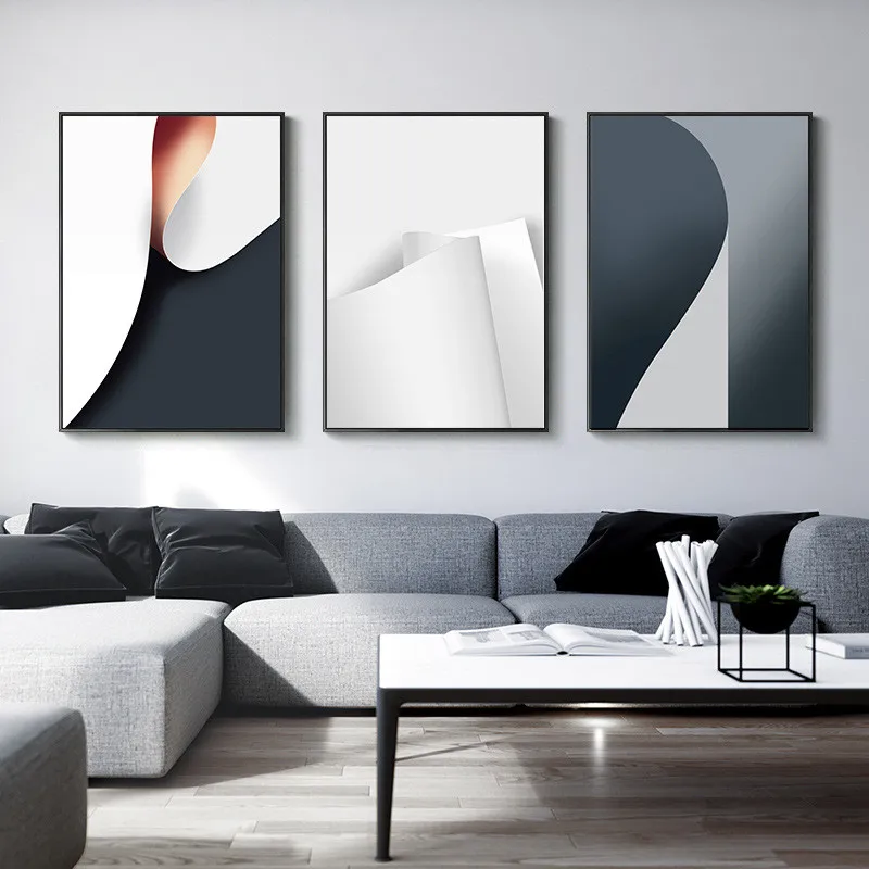 

Nordic Abstract Landscape Minimalist Scenery Decoration Painting Mountain White Paper Canvas Wall Frameless Picture Poster Room
