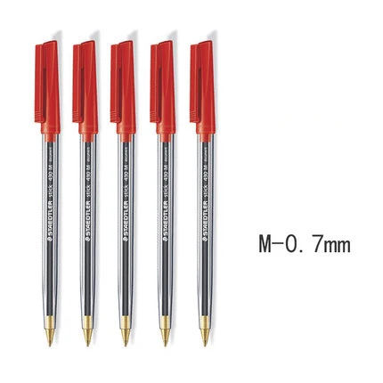 red 0.7mm 5 шт., шариковая ручка STAEDTLER 430 F/M, Классическая шариковая ручка с пчелами, студенческие ручки, Офисная живопись, красная, синяя, черная шариковая ручка, ручка для письма - Цвет: red 0.7mm