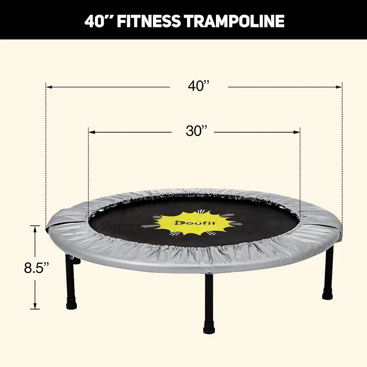 

40" Fitness Exercise Trampoline Jumping Bed Toys For Children And Adults Bungee Rebounders Jump Cardio Trainer Fitness Equipment