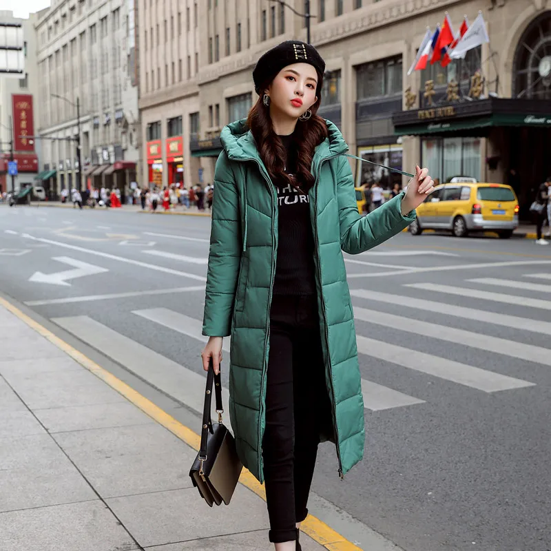 SWREDMI Thick Warm Female Jacket Winter Coat Women Plus Size M- 5XL 6XL Parka Hooded Winter Jacket Below Knee Length Warm Coat